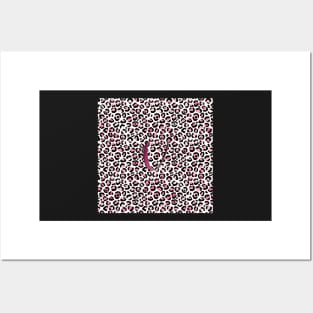 Letter V Monogram & Pink Leopard Print Posters and Art